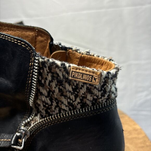 Boho Outdoor Leather Booties 7.5 Knit Cuff Side Zip Fall Ankle Boot - Picture 4 of 16